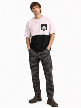 4/$20➡️ CHON Pink & Black Color Block Graphic T-Shirt with Pocket – Size XL GUC